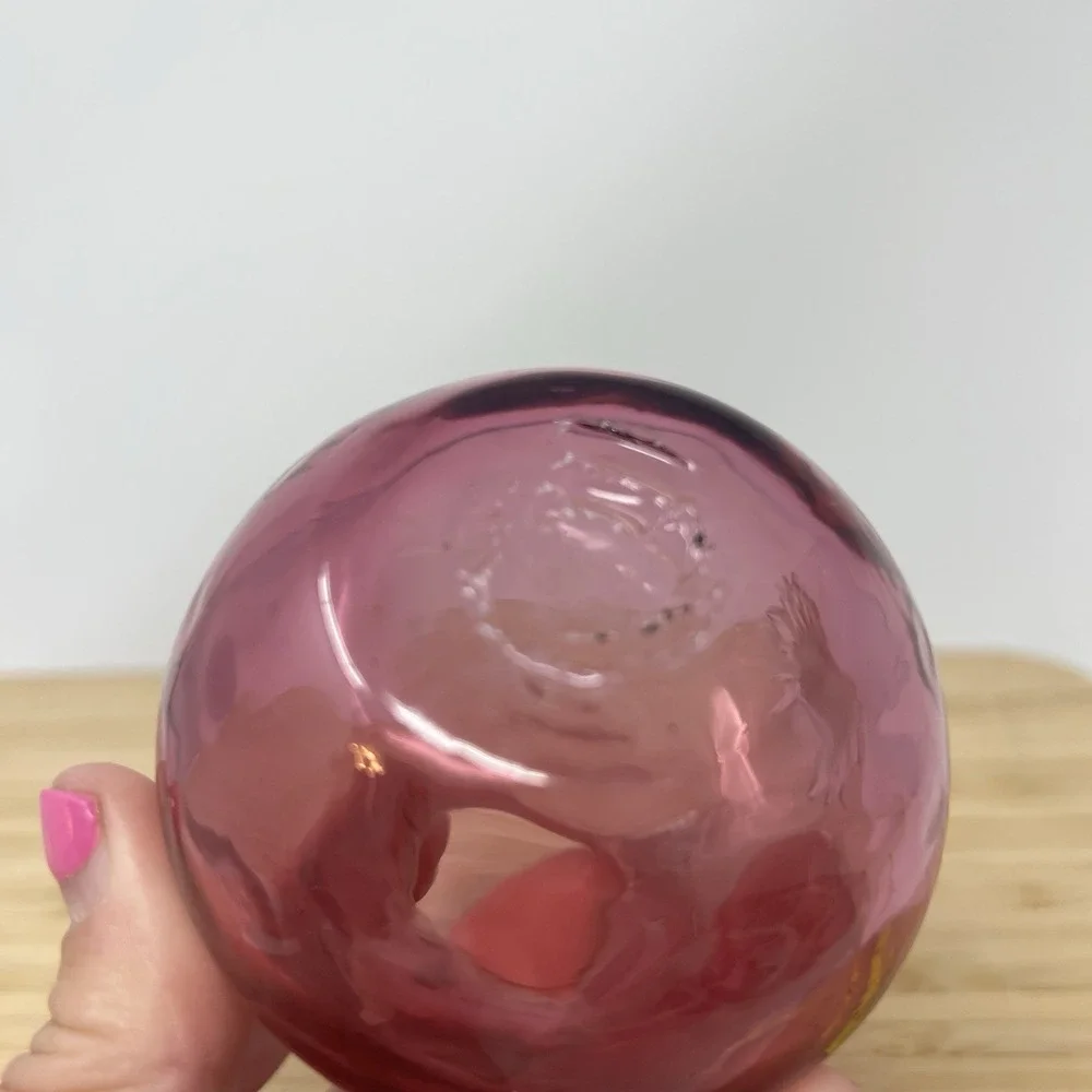 Vintage Set Of 3 Cranberry Glass Hand‎ Blown Pilgrim  Vase & Pitchers EUC